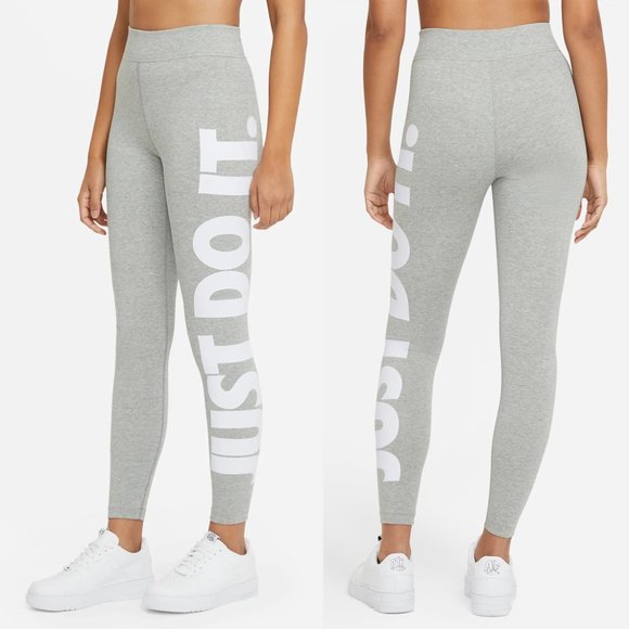 Nike Pants - NWT Nike JUST DO IT Gray Leggings High Rise Full Length Tight Fit S M L
